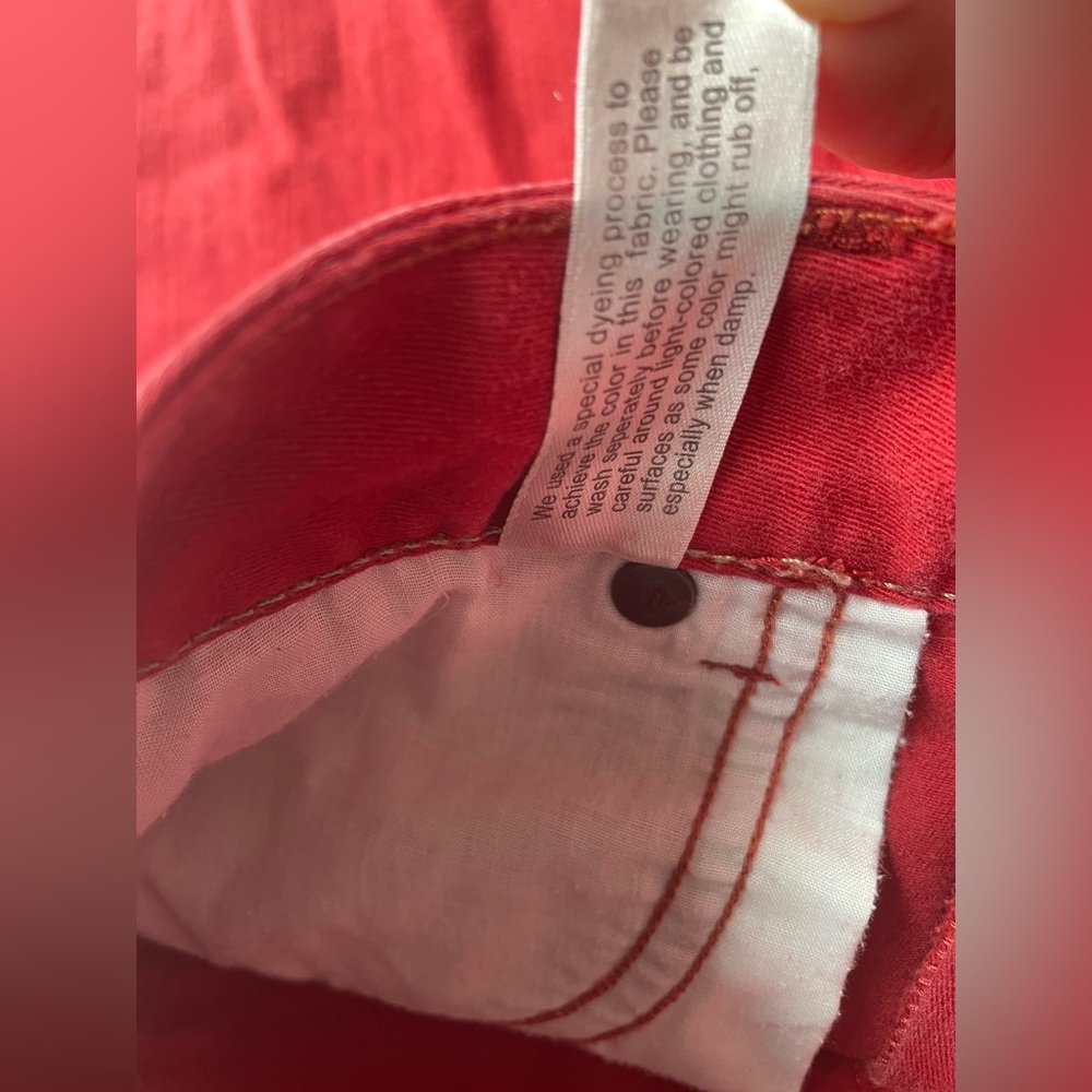 Eddie Bauer Slightly Curvy Skinny Denim Jeans Womens 6 Low Rise Colorful Red - Picture 7 of 16